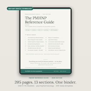PMHNP-Referenzhandbuch 2025 | 205-seitiger klinischer Begleiter für psychiatrische Pflegefachkräfte | DSM-5-tr, Medikamentendosierung, EHR-kompatibel | Sofortiger PDF-Download