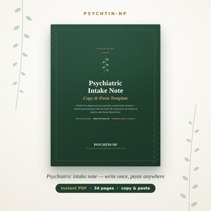 Psychiatric Intake Note Template | PMHNP New Patient Psych Eval, DSM-5 Symptom & Mental Status Check-Off, Copy Paste, Telehealth, ICD-10