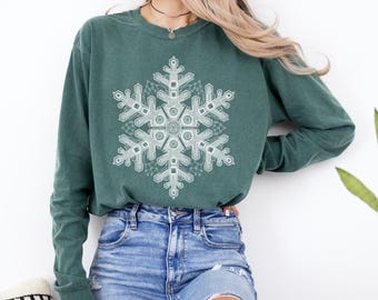Tech Snowflake Shirt Programmer Gift Winter Coding Long Sleeve Software Developer