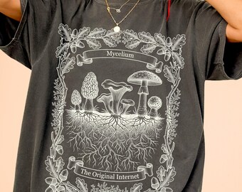 Mushroom Shirt Mycelium Original Internet Tee Nature Lover Graphic Botanist Gift Goblincore Apparel