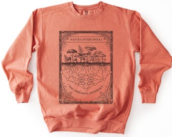 Mycelium Network Sweatshirt, Dark Academia Clothing, Botanical Mushroom Sweater, Goblincore Nature Lover Gift