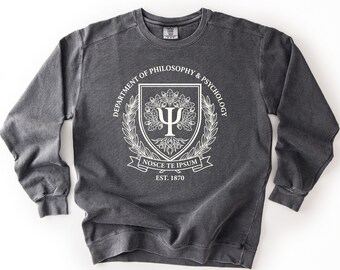 Psicología Filosofía Sudadera Terapeuta Regalo Dark Academia Crewneck Grad Student Nosce Te Ipsum