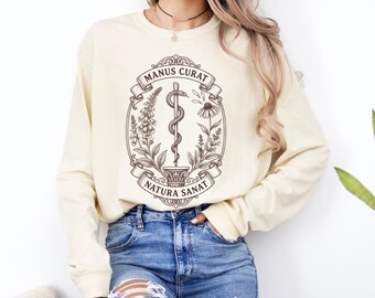 Medical Snake Long Sleeve Shirt Vintage Apothecary Top Dark Academia Medical Student Gift