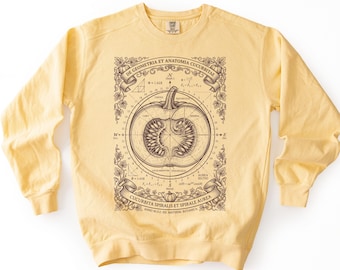 Pumpkin Anatomy Sweatshirt Botanical Science Fall Sweater Fibonacci Golden Ratio Vintage Goth Academia