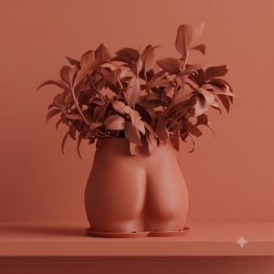 Vaso scultoreo a forma di corpo femminile - Terracotta opaca | Vaso divertente con design a forma di gluteo | Decorazione estetica per piante da interno