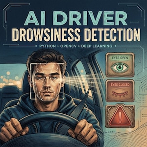 AI-system för att upptäcka dåsighet hos förare | Python CV Deep Learning-källkod (direktnedladdning)