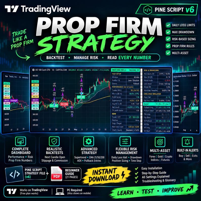 Tradingview Prop Firm Strategy Pine Script V6 | Forex Gold Crypto ...