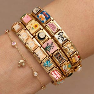 Italian Charm Bracelet Links, Custom Gold Letter & Enamel Charms, Stack and Style Your Own Y2K Charms, Personalized Birthday Gift
