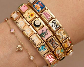 Italian Charm Bracelet Links, Custom Gold Letter & Enamel Charms, Stack and Style Your Own Y2K Charms, Personalized Birthday Gift