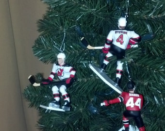 Martin Brodeur, Claude Lemieux or Scott Stevens or Stephan Richer New Jersey Devils custom hockey sports christmas ornament