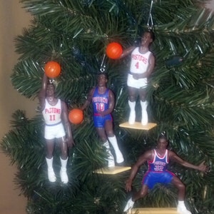 Isiah Thomas ,Joe Dumars ,  Dennis Rodman or Sean Elliot Grant Hill Bad Boys Detroit Pistons basketball Christmas sports ornament