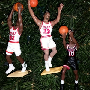 Miami Heat Christmas Ornaments Tim Hardaway, Glen Rice, Alonzo Mourning basketball