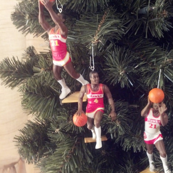 Atlanta Hawks ornaments Spud Webb Dominique Wilkins Steve Smith Dikembe Mutombo Stacy Augmon NBA