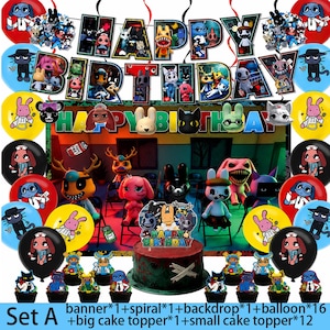 An1mal H0spital An0maly Party Decor, Spo0ky Animal Banner, Balloons, Cake Toppers, Horror Pet Clinic Kids 4 Kits A/B/C/D Game Bday Supplies