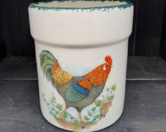 Rooster Scrubby Holder Ceramic Country Red Yellow White Green Rooster Scrubby Holder Ceramic Country Red Yellow White Green