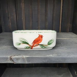 Cardinal ceramic sponge/sos/scrubbie holder with hand sponged green trim