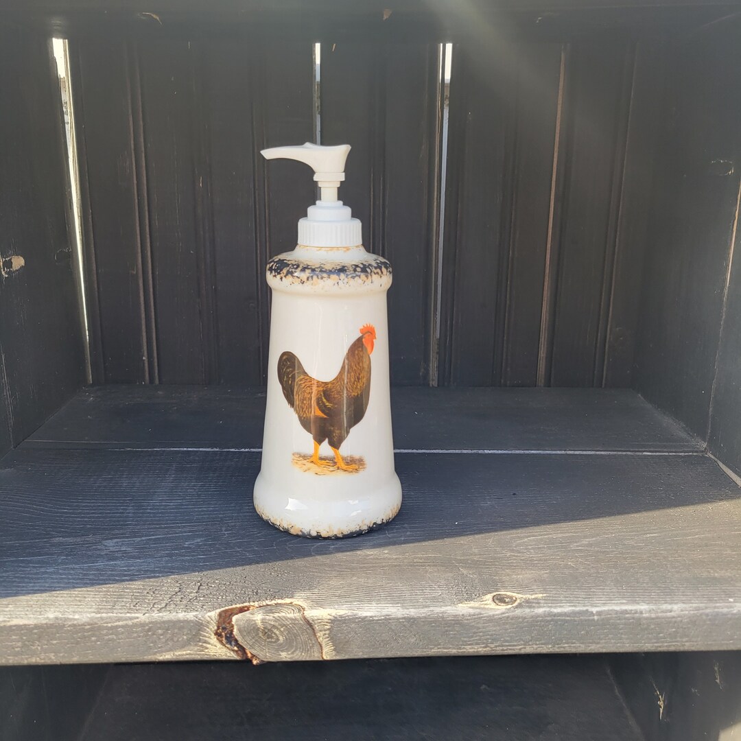 Brown Rooster Motif Soap/lotion Pump/dispenser Etsy
