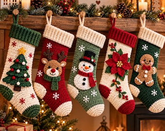 Crochet Christmas Stocking Pattern, Festive Holiday Stocking PDF, Instant Download