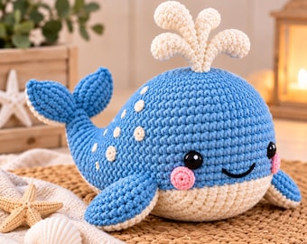 Crochet Whale Pattern | Amigurumi PDF | Sea Creature Toy | Beginner Friendly | Instant Download
