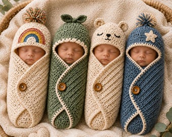 Crochet Baby Cocoon Pattern PDF, Newborn Swaddle Wrap, Amigurumi Photo Prop (PDF) Instant Download