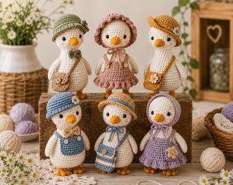 Crochet Duck Family Pattern PDF | Amigurumi Duck Doll Set | Beginner Digital Download