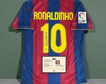 Legendäres Ronaldinho-Trikot des FC Barcelona aus der Saison 2007/08 – bedruckt und signiert