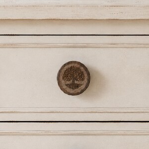 Tree of Life Wood Cabinet Knob, Round Wooden Drawer Knob, Rustic Dresser Knob, Boho Furniture Hardware, Cabinet Knob