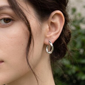 18K Gold Filled Geometric Hoop Earrings,Gold Hoops,Chunky Gold Earrings,Modern Statement Jewelry,Gift for Her