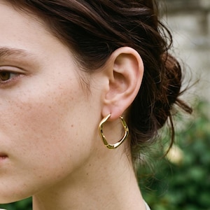 18K Gold Filled Irregular Hoop Earrings,Square Gold Hoops,Geometric Earrings,Modern Everyday Jewelry,Gift for Her