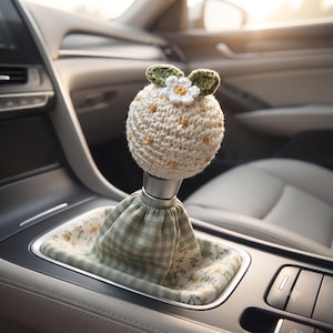 Crochet Daisy Gear Shift Knob Cover Pattern PDF | Car Shifter Cozy Crochet Pattern | Cottagecore Car Accessory | Beginner Friendly DIY
