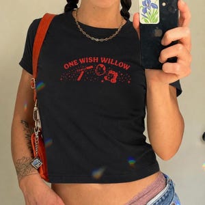 One Wish Willow Baby Tee | Obsession Movie baby tee | Minimalist Y2K Crop Top | Whimsical Willow Tree Graphic Tee | Cute Gift