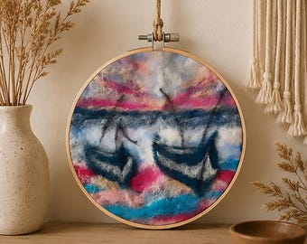 Original Hand Felted Art. One of a Kind Wall Hanging Decor. Meaningful Gift.