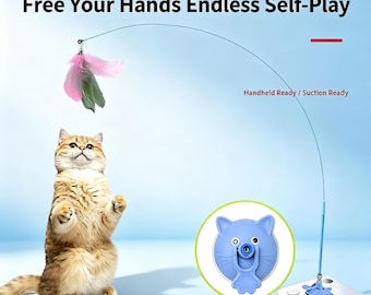 Kattenspeeltje met zuignap en veertje, bijtbestendig, ideaal voor zelfvermaak van binnenkatten (bijtbestendig)
