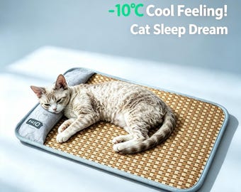 Kühlmatte für Haustiere mit Nackenstütze, atmungsaktives Sommerkissen für Katzen und kleine Hunde