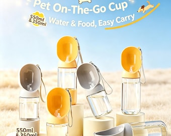 Portable Dog Water Bottle, Leakproof Outdoor Travel Pet Feeder, One-Hand Operation Cup
