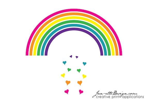 Large Rainbow and Hearts Wall Decal Set, Wall Stickers,girls