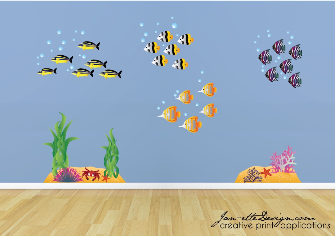 Kids Ocean Wall Decals,fish and Seafloor Wall Stickers Etsy