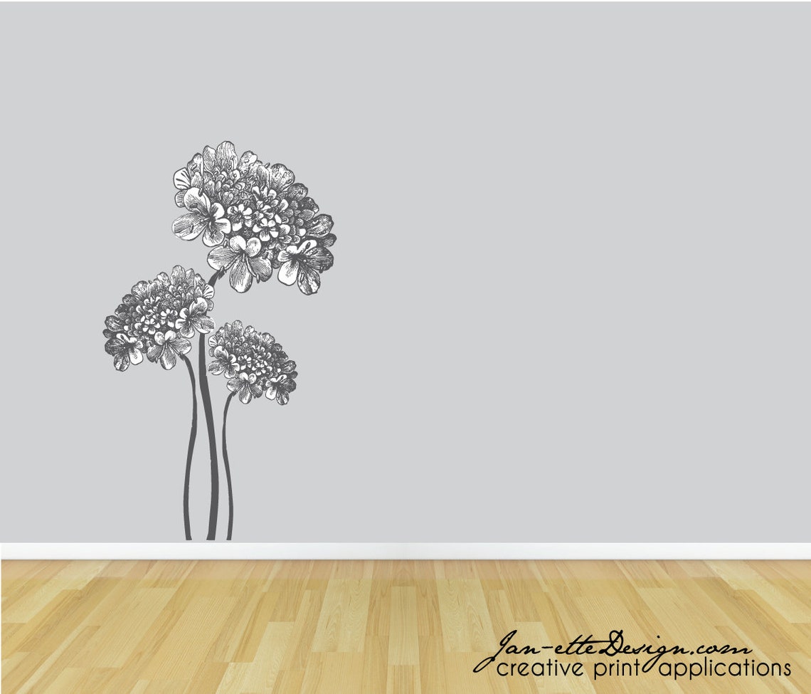 Living Room Wall Decal Flower Wall Art Hydrangea Flower Etsy
