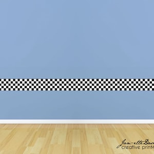 Wall Decals, Kids Checkered Wall Border, Racing Wall Art, Race Car Theme Room