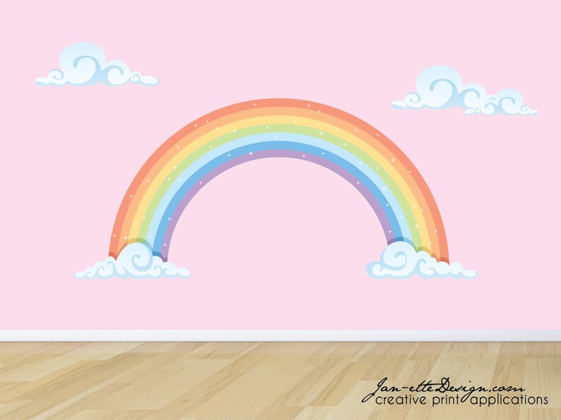 Large Pastel Rainbow Wall Decal Removable Peel and Stick Etsy