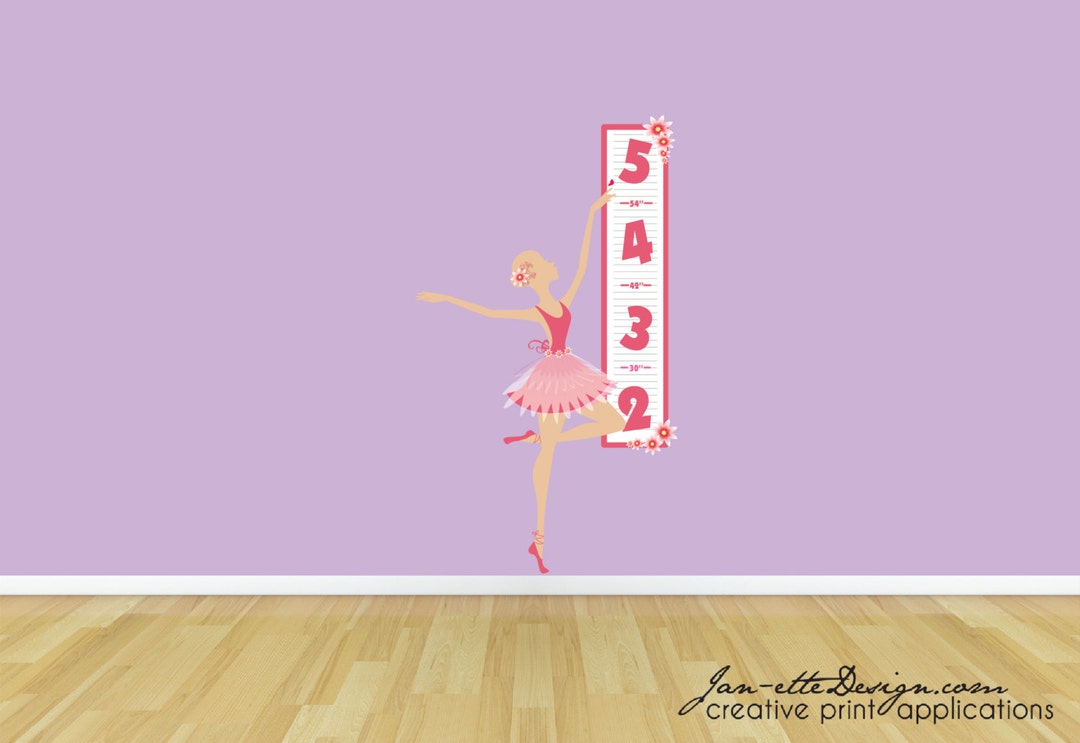 Girls Wall Decal,ballerina Wall Decal,growth Chart Wall Sticker Etsy