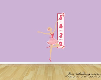 Girls Wall Decal,Ballerina Wall Decal,Growth Chart Wall Sticker