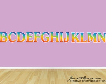 Rainbow Letter Wall Decals, Kid Wall Decals,Removable and Repositionable Fabric Wall Decals