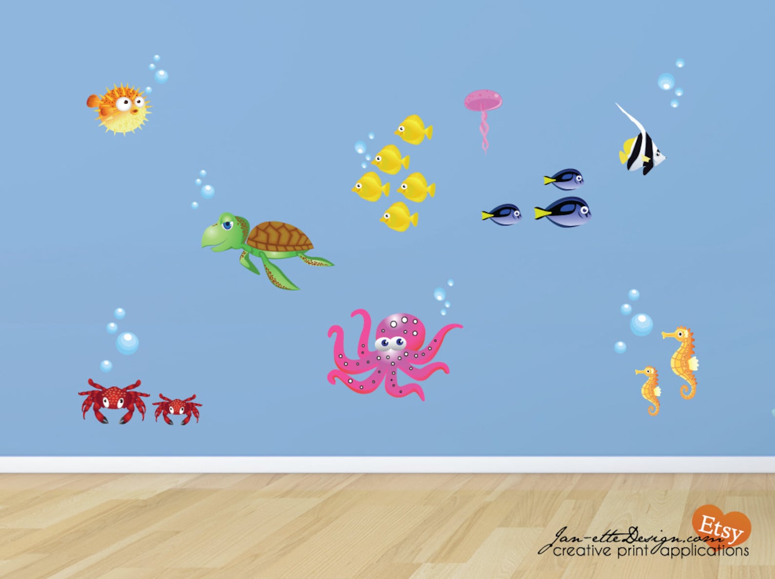Kids Wall Decals Colorful Fish Fabric Wall Decals Ocean Wall Etsy