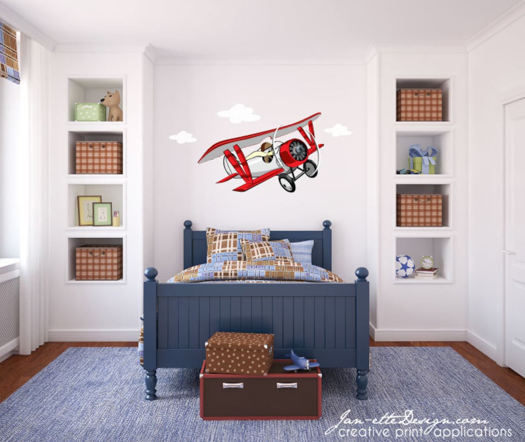 Airplane Wall Decal, Aviator Wall Stickers, Transportation Theme