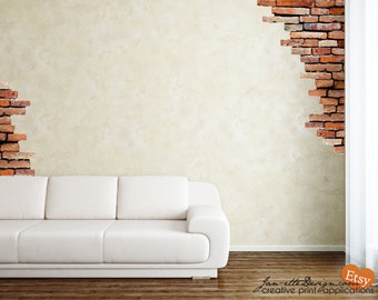 Wall Decal,Brick Wall Fabric Wall Decals,Brick Wall Stickers