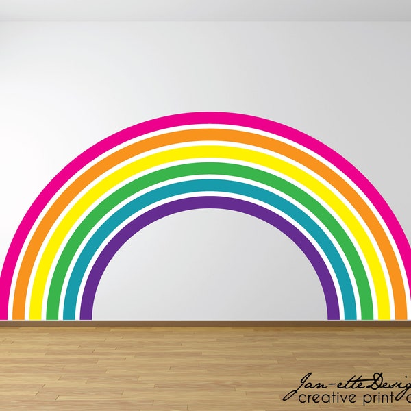 Large Rainbow and Hearts Wall Decal Set, Wall Stickers,Girls Rainbow Theme Bedroom, Removable Fabric wall Decals