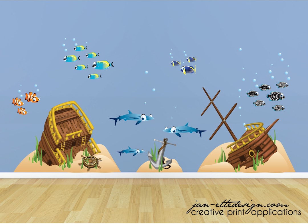 Kids Ocean Wall Decals,large Pirate Shipwreck Wall Stickers,removable and  Repositionable Fabric Decals for Under the Sea Rooms -  Canada