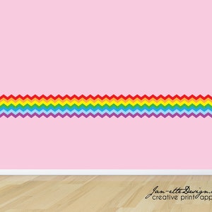Rainbow Wall Border,rainbow Chevron Wall Decal Border,removable