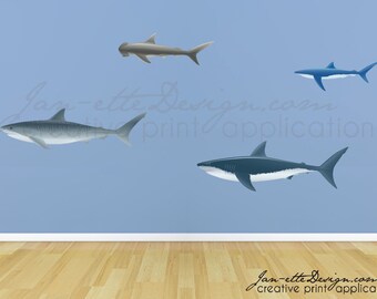 Ocean Wall Decals, Shark Wall Stickers, Under the Sea Theme Stickers